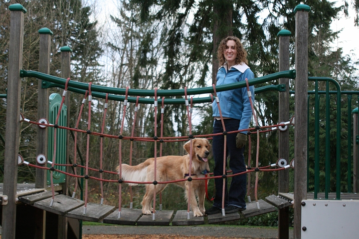 IMG_0160.jpg - Zoe is a little unsure about walking on these things, but she trusts Merrie...